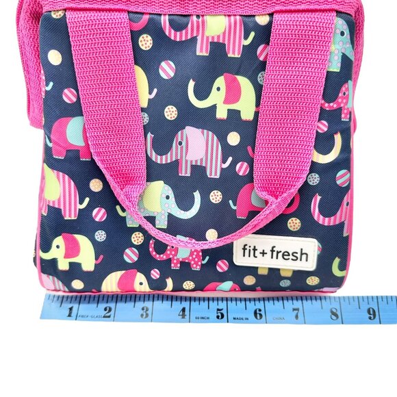 Fit+Fresh Riley Insulated Lunch Bag Elephant Print Handles 8x8x6 PVC Free EUC - Picture 9 of 11